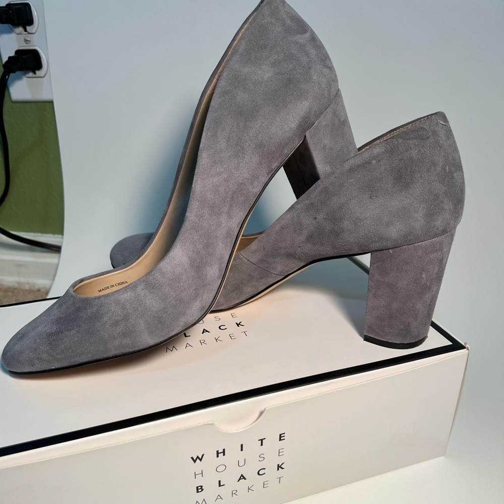 White House Black Market - Claire Suede Heels - Smoked Pearl